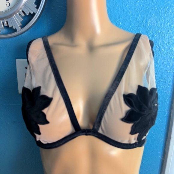 Victoria Secret Elegant Black Floral Sheer Bra - Picture 1 of 7